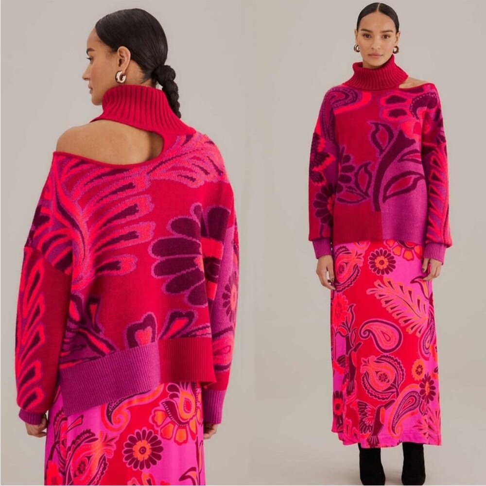 FARM Rio Women's Vibrant Shoulder Cut Out Sweater, NWT, XL - Picture 4 of 15